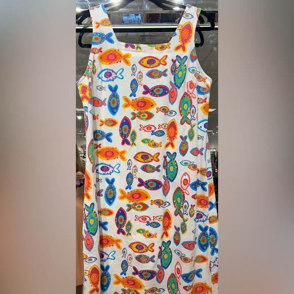 Dresses & Skirts - Vintage FRESH PRODUCE Rainbow Fish Print Tank Dress